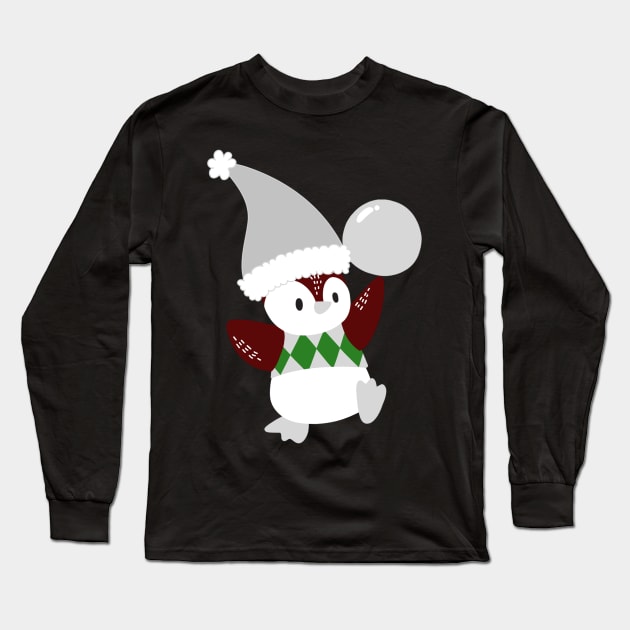 Kawaii christmas penguin Long Sleeve T-Shirt by LukjanovArt